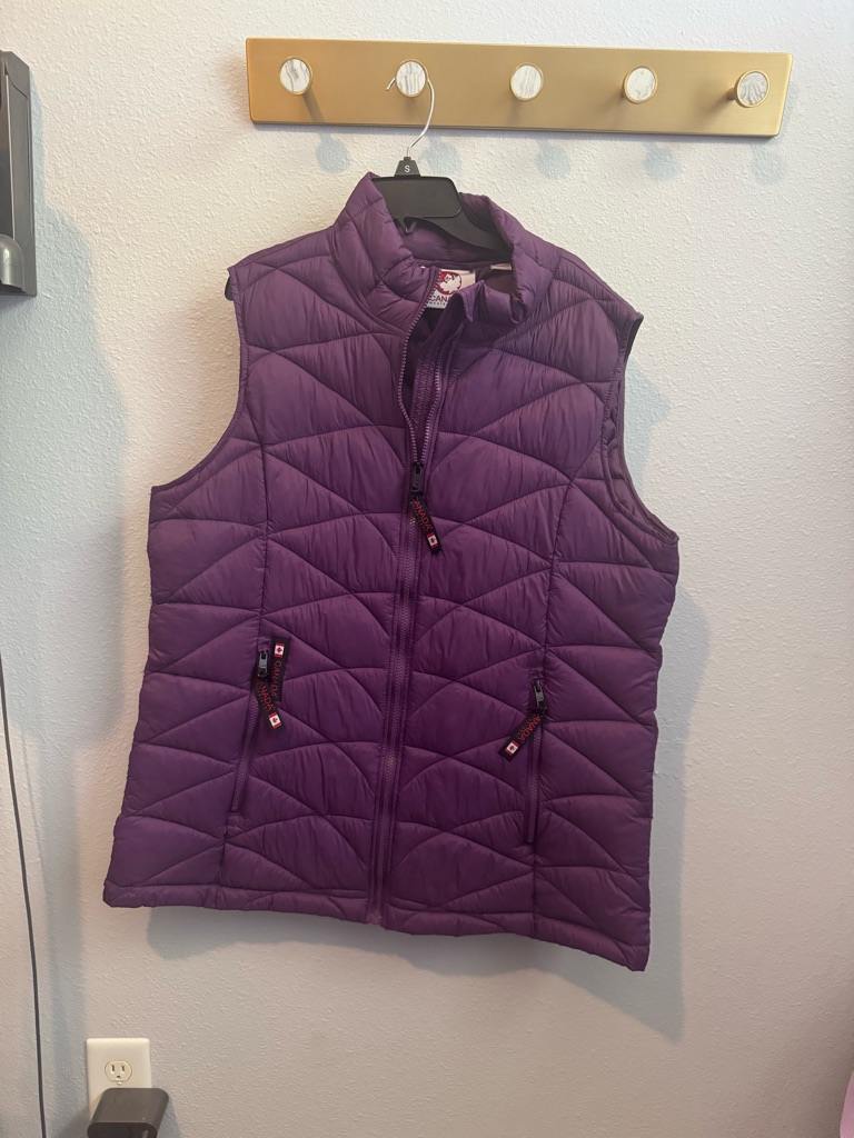 Womens Quilted Puffer Vest In Purple Sz Xl
